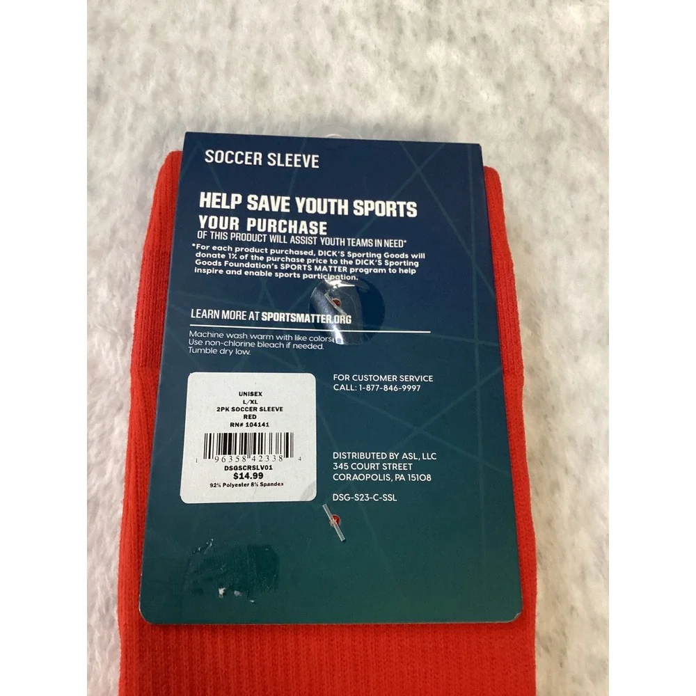 DSG Soccer Sleeve‎ 2 Pack Red Unisex L/XL Shin Guard Covers DSGSCRSLV01